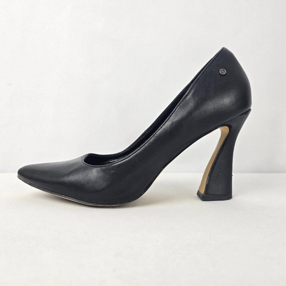 French Connection Black Leather Heel Shoes Size 8